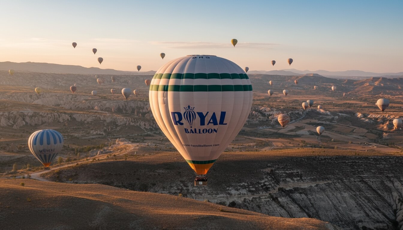 Mongolfiera premium in volo al sorgere del sole sopra la Cappadocia