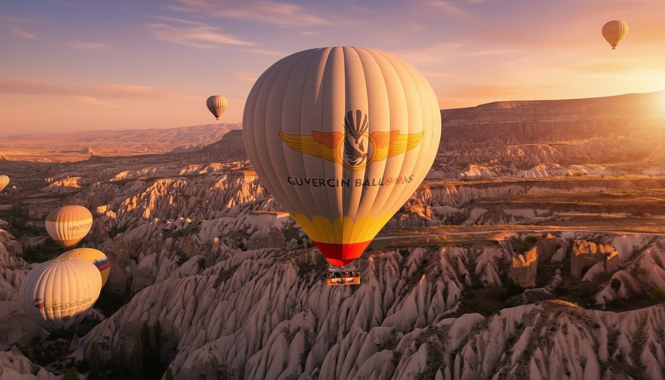 Camini delle fate della Cappadocia visti dall'alto al sorgere del sole
